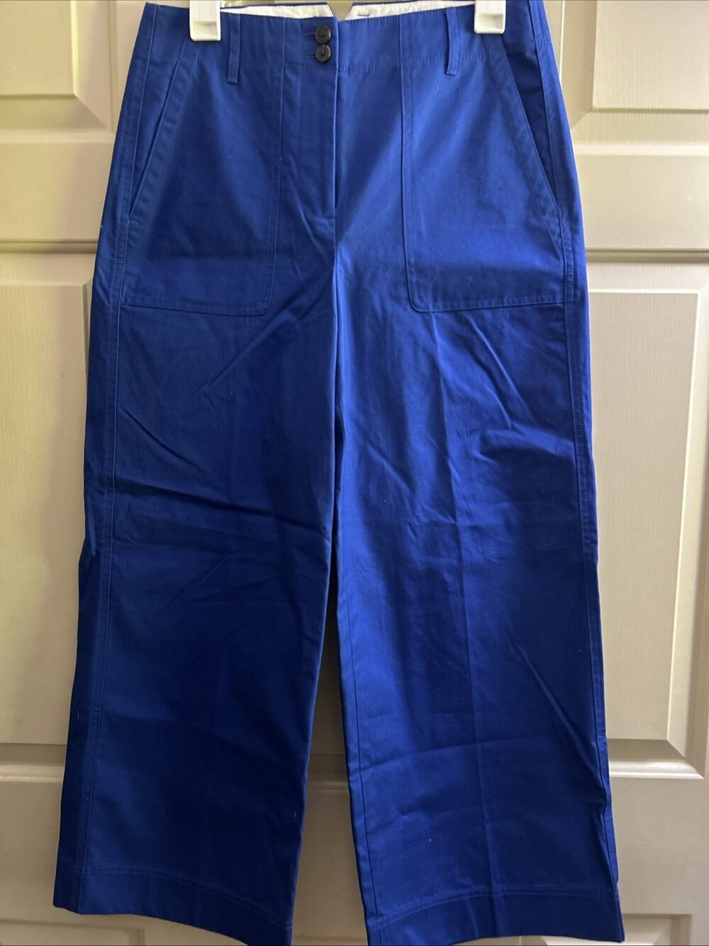 J. Crew NWT Collection Wide-Leg Pant in Trench Canvas Blue Sz 6 BV498